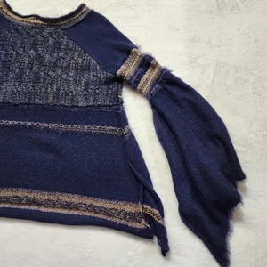 Free People Women's Navy Blue Craft Time Boho Sweater Size XS thumbnail 9