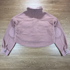 Altar'd State Women's Cropped Mauve Fleece Shacket XS Button Front thumbnail 9