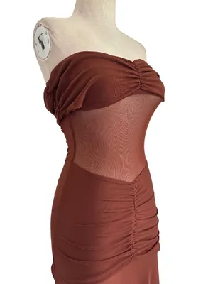 Runaway The Label Meila Maxi Dress in Espresso XSmall New Womens Jersey Mesh thumbnail 5