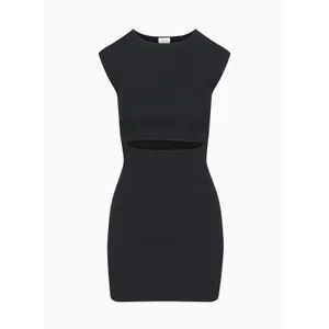 Wilfred Free Cutout Ribbed Mini Dress Black Sleeveless Bodycon Aritzia S LBD‎ thumbnail 2