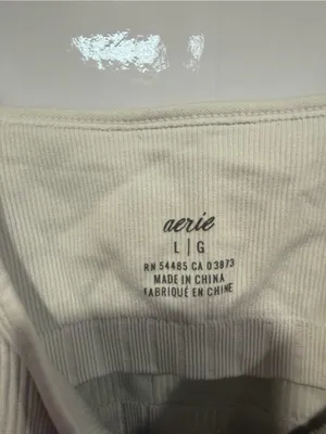 Aerie white ribbed‎ longline bra tank thumbnail 3