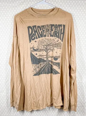 American Eagle Tan Graphic Print Long Sleeve Top‎ thumbnail 1