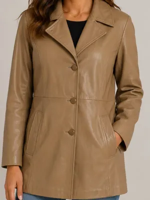 Brown leather jacket Size M thumbnail 1