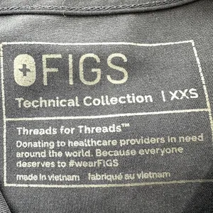 Figs Catarina Scrub Top Chest Pocket V-Neck Side Slits Charcoal Gray XXS thumbnail 3