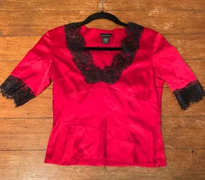 Red And Black Silk Blouse By International thumbnail 1