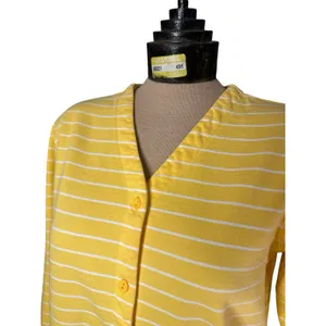 Vintage Lands' End‎ Direct Merchant Yellow White Stripe Button Down Shirt Small thumbnail 3