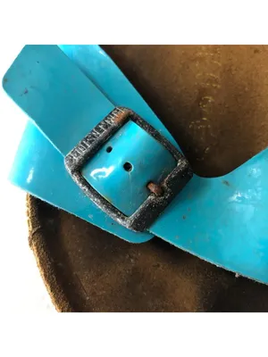 Birkenstock Madrid Slide Sandals Glossy Patent Birko-Flor Turquoise Blue 37 US 6 thumbnail 4