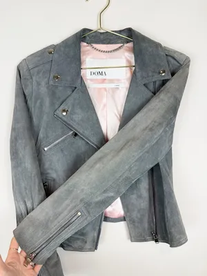 Doma Gray Suede Moto Jacket Size Small thumbnail 12