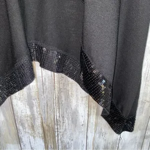 Daytrip Black Sequin Sleeveless Shawl Jacket •Medium thumbnail 4