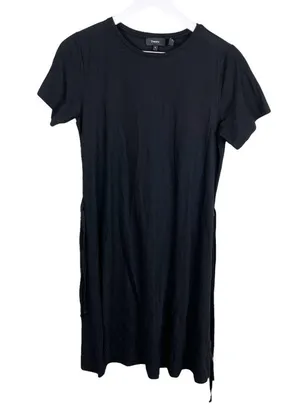 Theory Vormond K Atmos Light Dress Black Tie Waist Lagenlook Short Sleeve Medium thumbnail 2