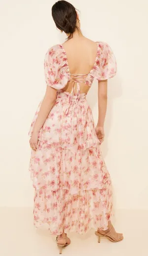 lulus Jane Chiffon floral dress thumbnail 4