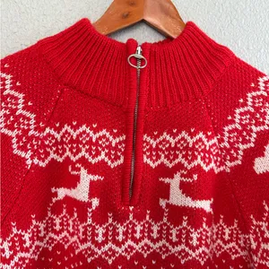 Aerie Christmas Fair Isle‎ Quarter Zip Chunky Knit Sweater thumbnail 4
