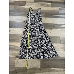 Mittoshop Women Maxi Dress Floral Design Size S Black Tan and White thumbnail 4