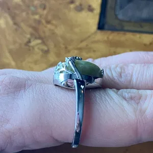 Natural Connemara Marble Sterling Silver Claddagh Ring Size 9 thumbnail 3