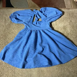 Free People Cottagecore Textured Puff Sleeve‎ Tie Back Mini Dress OB1140618 S thumbnail 8