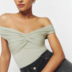 Reformation Sage Green Ezlynn Off the Shoulder Top thumbnail 1