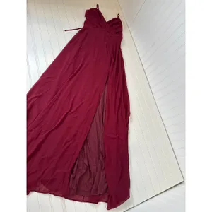 NWT Lulus Event Ready Burgundy Backless Lace-Up Maxi Dress Bridesmaid Wedding M thumbnail 2