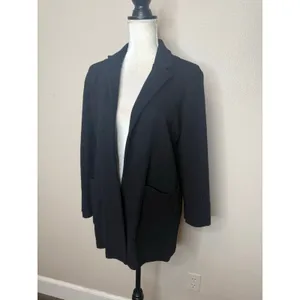 J. CREW Women's M Eloise Blazer Cardigan Sweater Black Wool Blend Patch Pockets thumbnail 11