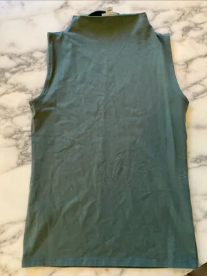 NWT J.Crew Stretch cotton-blend mockneck tank top Topiary green Size XXS - LINE thumbnail 4