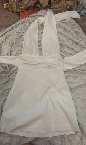 white tie halter mini dress thumbnail 1
