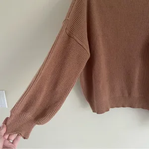 Pink lily tan ribbed sweater thumbnail 4