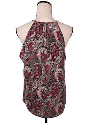 Vintage Renee C. Y2K Paisley High Neck Swing Tank Top Large Made in USA thumbnail 2