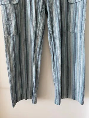 Mango Striped Blue Cargo Pants thumbnail 3