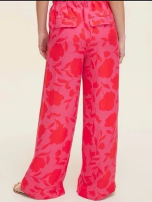 kate spade x Target Pink Red Floral Wide-Leg Linen Blend Pants XL thumbnail 2