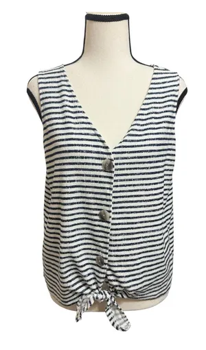 Old Navy Navy and White Striped Tie-Front Tank Top thumbnail 1