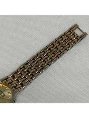 Vintage PS Design women watch gold tone quartz 24mm links bracelet 7.3” running thumbnail 3