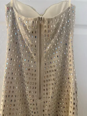 NWT Windsor strapless Champagne Sequin Mini Slip Dress thumbnail 4