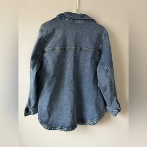 Terra & Sky Denim Flannel Shacket Jean Jacket Hippie Boho Oversized Size 0X 14W thumbnail 6