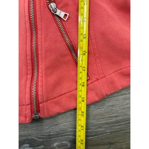 Anthropologie Coral Moto Jacket Knit Zip Up Asymmetrical Womens XS thumbnail 4