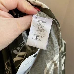 Aspesi Green Leaf Print Midi Dress A Line‎ Italian Designer Chic Size 40 thumbnail 7