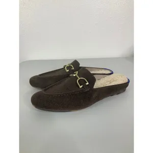 Rothys The Merino Slipper Espresso Brown Gold Bit Mules Tortoise Sole Womens 9 thumbnail 3