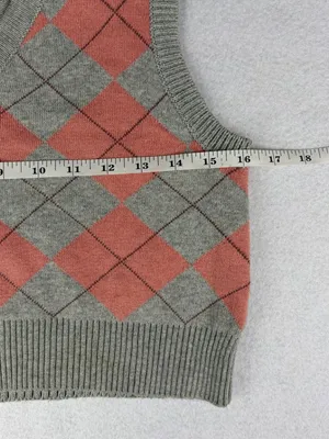 NWT Aeropostale Argyle Sweater Vest Women’s XS Pink & Gray Knit Preppy Academia thumbnail 6