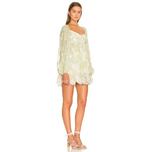 HEMANT AND NANDITA Sidra Mini Dress in Sea Green X-Small New Womens Metallic thumbnail 9