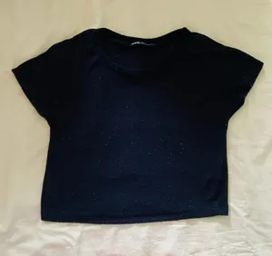 ZARA Black Cropped Tee thumbnail 1