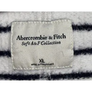 Abercrombie & Fitch Soft AF White Black Stripe Sweatshirt V-Neck Sweater Size XL thumbnail 3