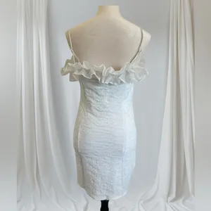 Selfie Leslie White Bodycon Mini Dress Sleeveless Flutter thumbnail 6