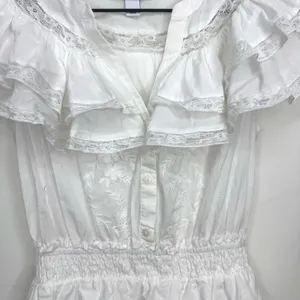 LoveShackFancy x Target Penelope White Ruffled Tiered Smocked Dress XS Cotton thumbnail 4
