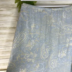 Vintage Boho Light Blue Yellow Paisley Maxi Skirt thumbnail 4