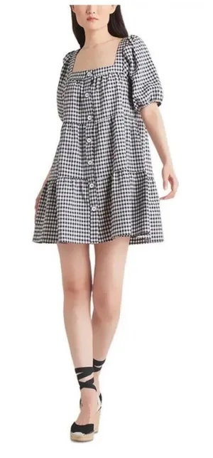 Black Tape_ Womens‎ Gingham Short Sleeve Mini Dress Button Up US M Regular thumbnail 1
