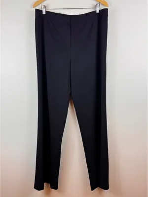 Lafayette 148 New York Black Virgin Wool Stretch Straight Leg Pants Size 14 thumbnail 2