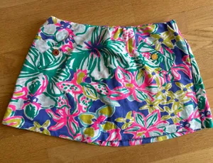 Lilly Pulitzer Tropical Floral Skort in Pink, Green & Blue thumbnail 1