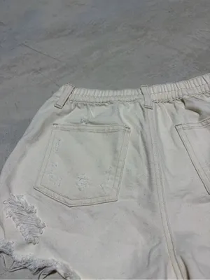 Aerie cream Distressed Denim Shorts XS thumbnail 7
