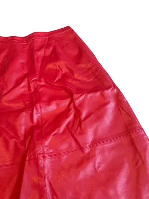 Eri + Ali Red Faux Leather Skirt Vegan Party Bold Cocktail Size 6 Women's thumbnail 5