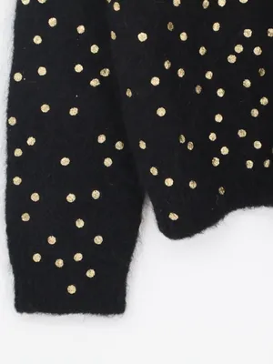 Sézane Lizy Cardigan Black Gold Metallic Dot Mohair Wool Blend Sweater Small thumbnail 14
