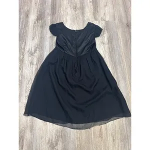 Leon Max Limited Edition Black 100% Silk Empire Waist Ruffle Cap Sleeve Dress‎ M thumbnail 9