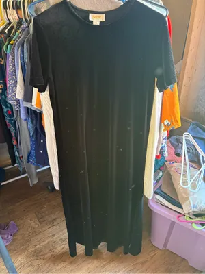 Talbots Black Velvet Short-Sleeve Maxi Dress XS thumbnail 1